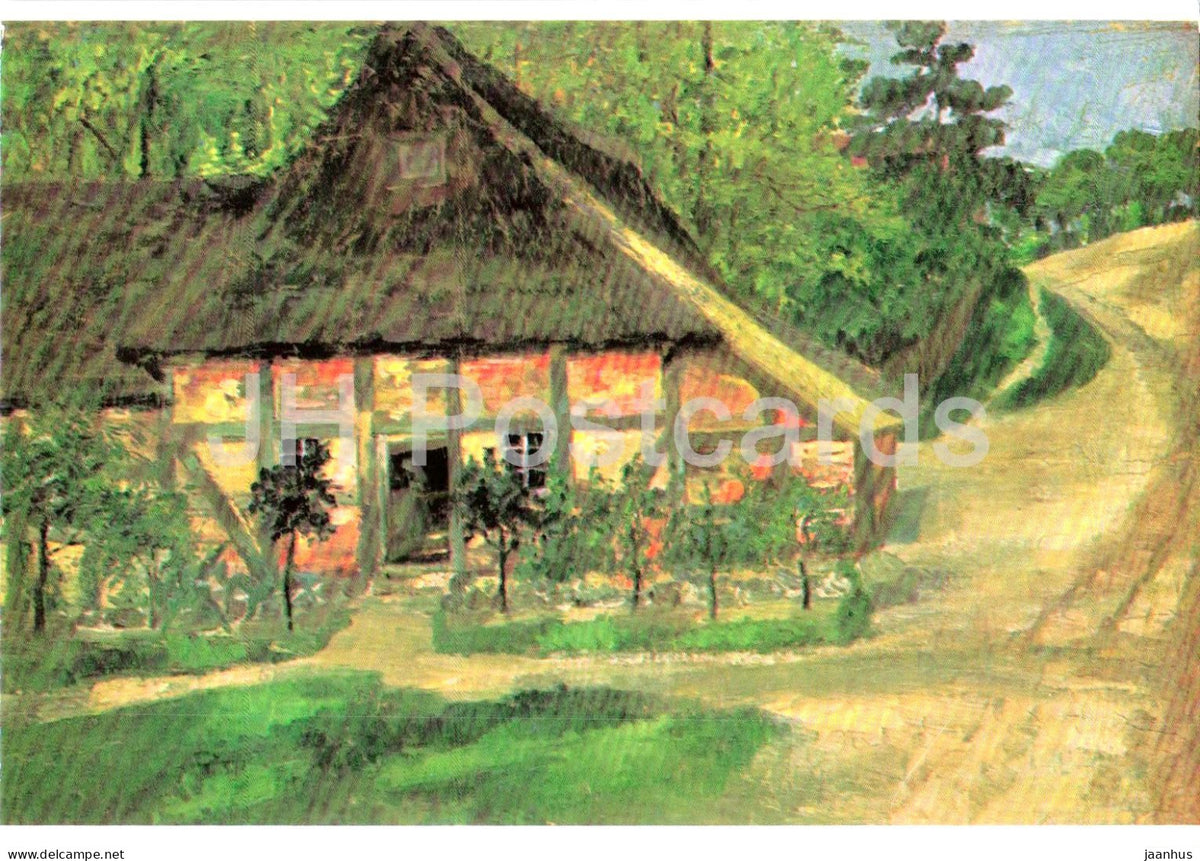 painting by Fritz Overbeck - The Old Barn - Die alte Slottschun - German art - 1990s - Germany - used - JH Postcards