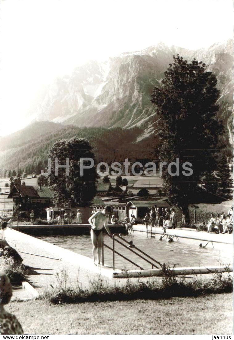 Schwimmbad Ramsau 1100 m Ferienparadies am Dachstein - swimming pool - resort mountains -old postcard - Austria - unused - JH Postcards