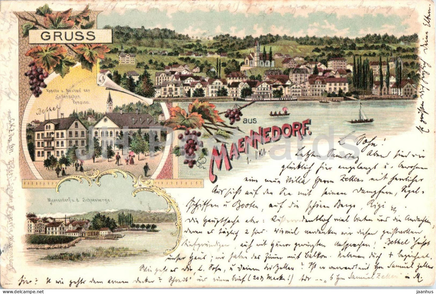 Gruss aus Maennedorf - Litho - old postcard - 1900 - Switzerland - used - JH Postcards