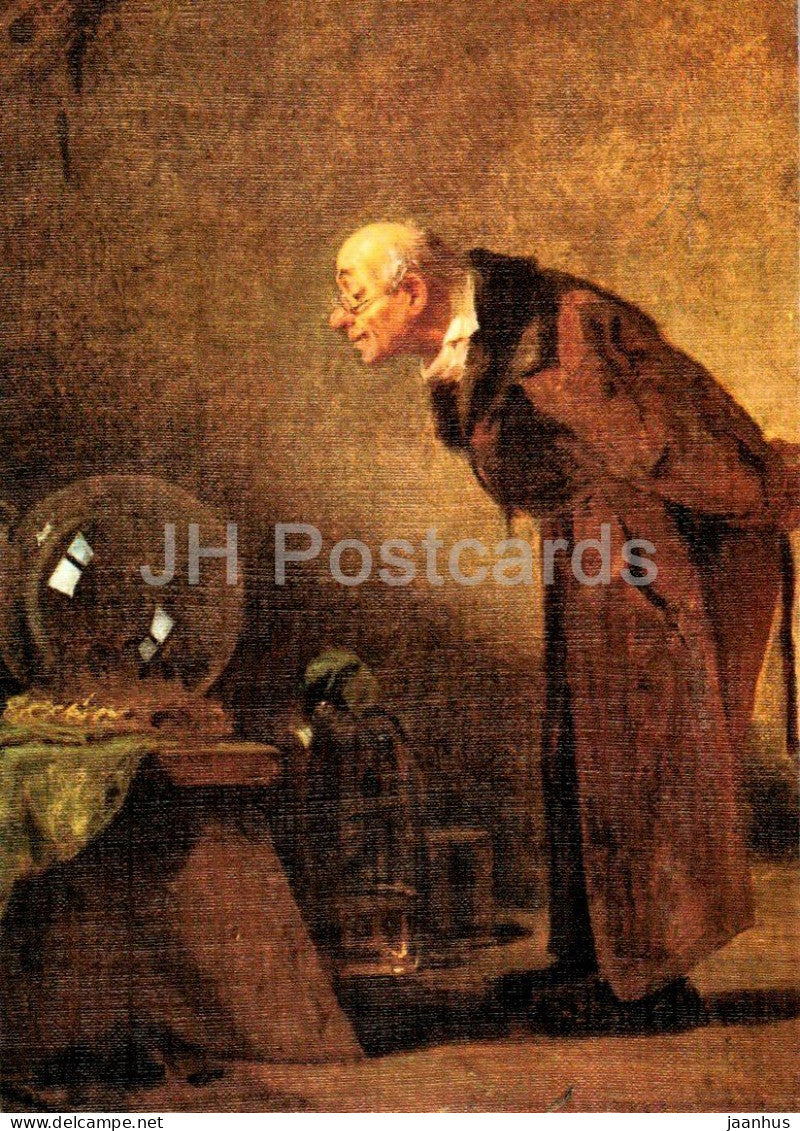 painting by Carl Spitzweg - The Alchemist - Der Alchimist - German art - Germany - unused - JH Postcards