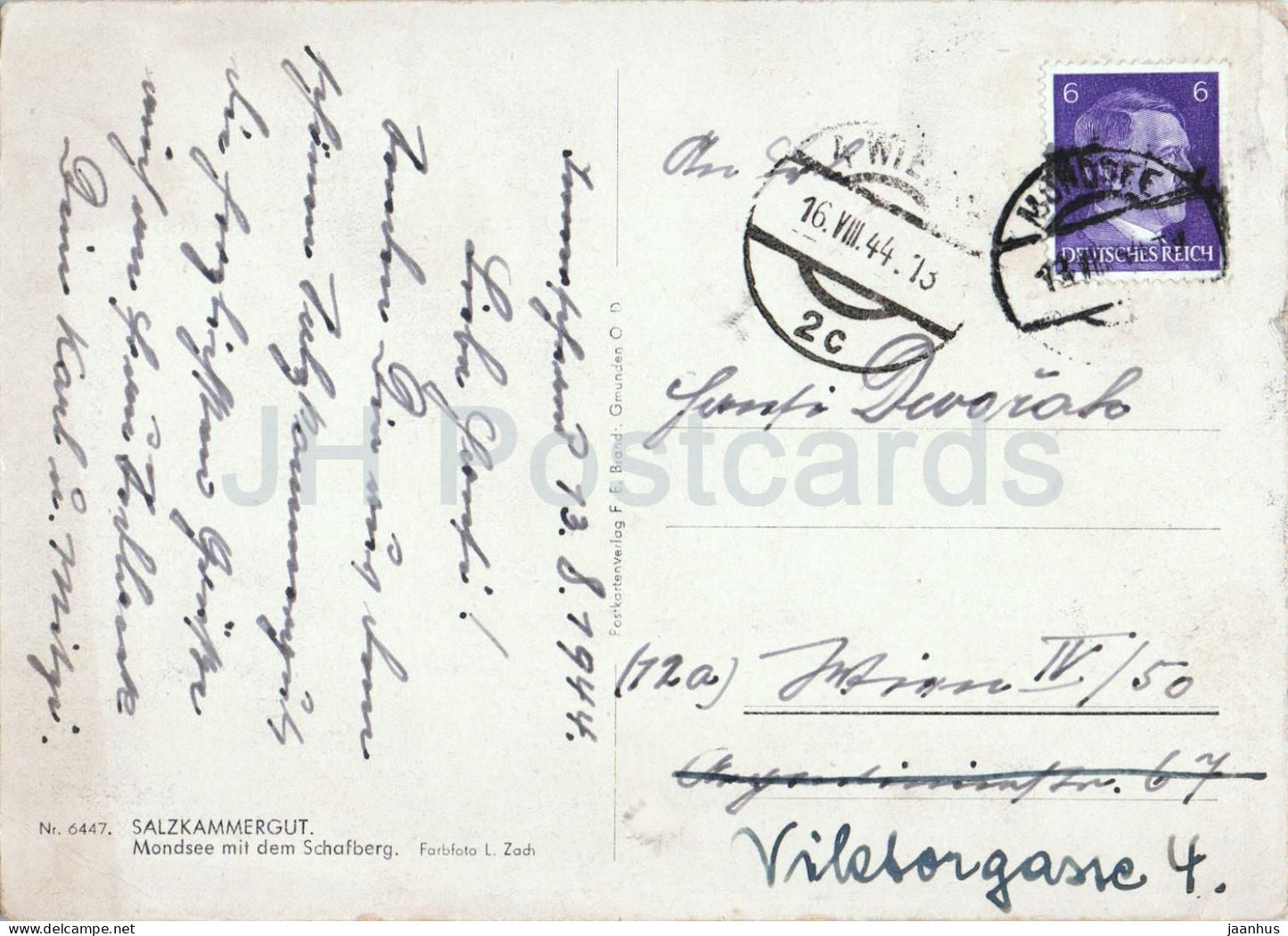 Salzkammergut - Mondsee mit dem Schafberg - lake - old postcard - 1944 - Austria - used