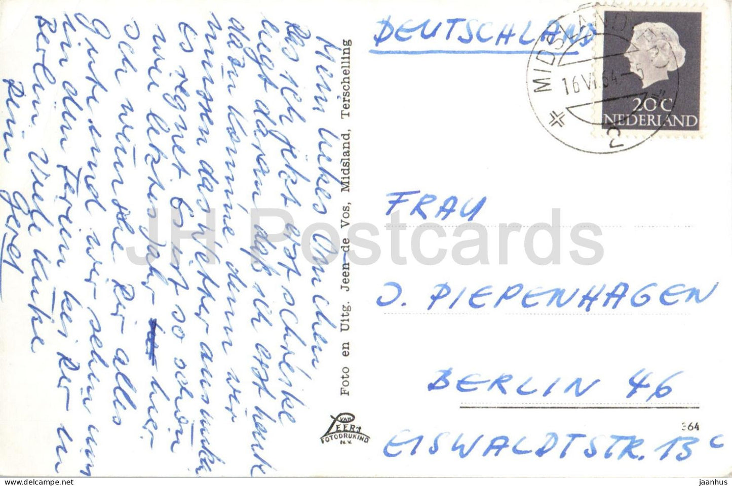 Terschelling Stuifduinen bij Hoorn Terschelling drifting dunes near Hoorn - old postcard 364 - 1964 - Netherlands - used