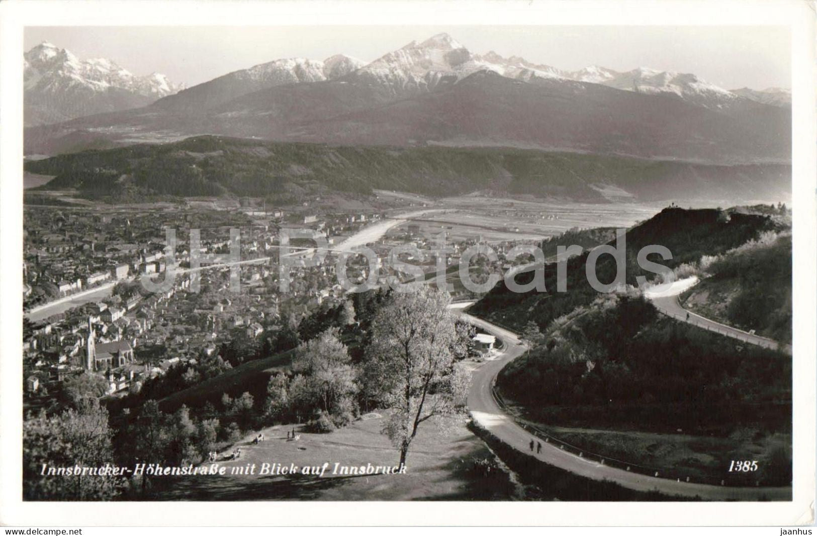 Innsbrucker Hohenstrasse mit Blick auf Innsbruck - 1385 - old postcard - 1956 - Austria - used - JH Postcards