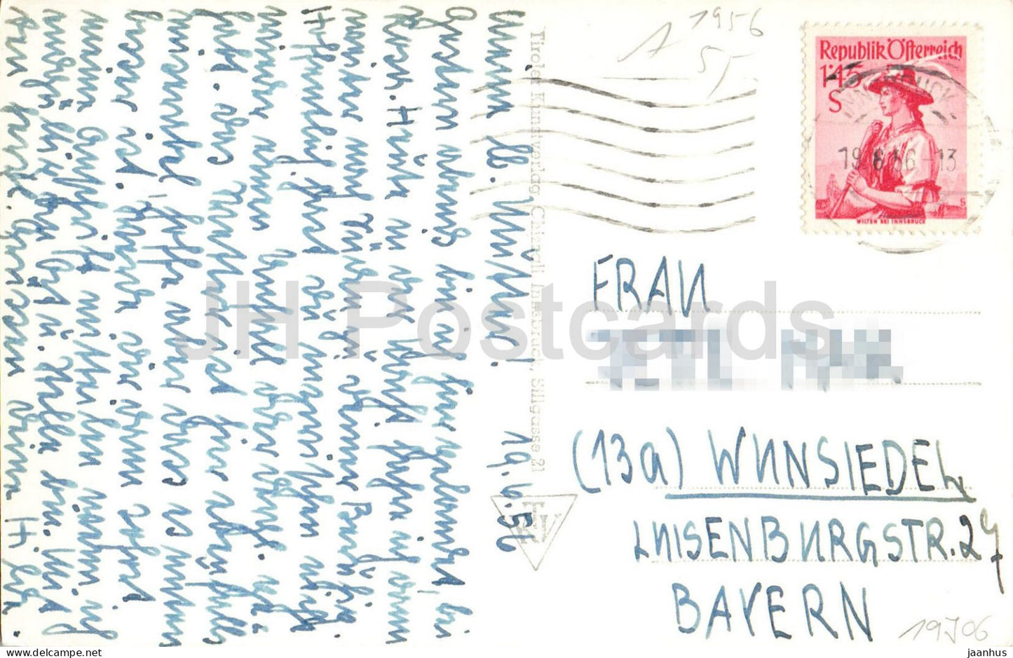 Innsbrucker Hohenstrasse mit Blick auf Innsbruck - 1385 - carte postale ancienne - 1956 - Autriche - utilisé 