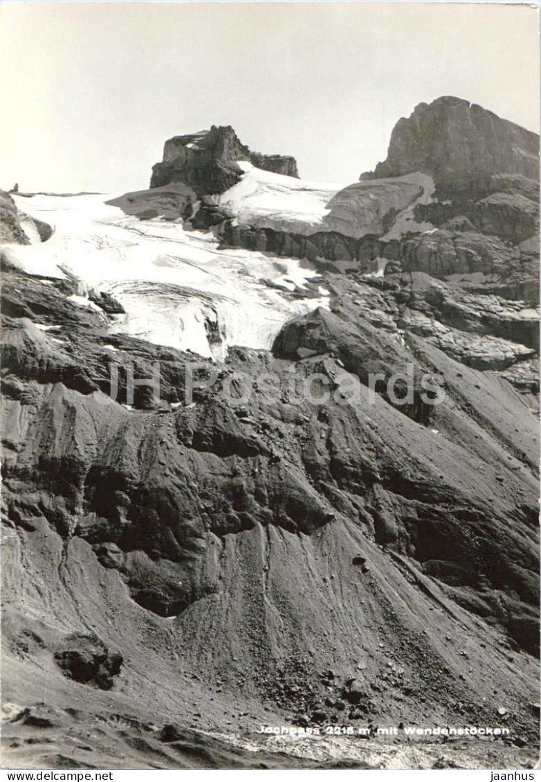 Jochpass 2215 m mit Wendenstocken - mountain pass - glacier - alpine landscape - 103 - old postcard - Switzerland - used - JH Postcards