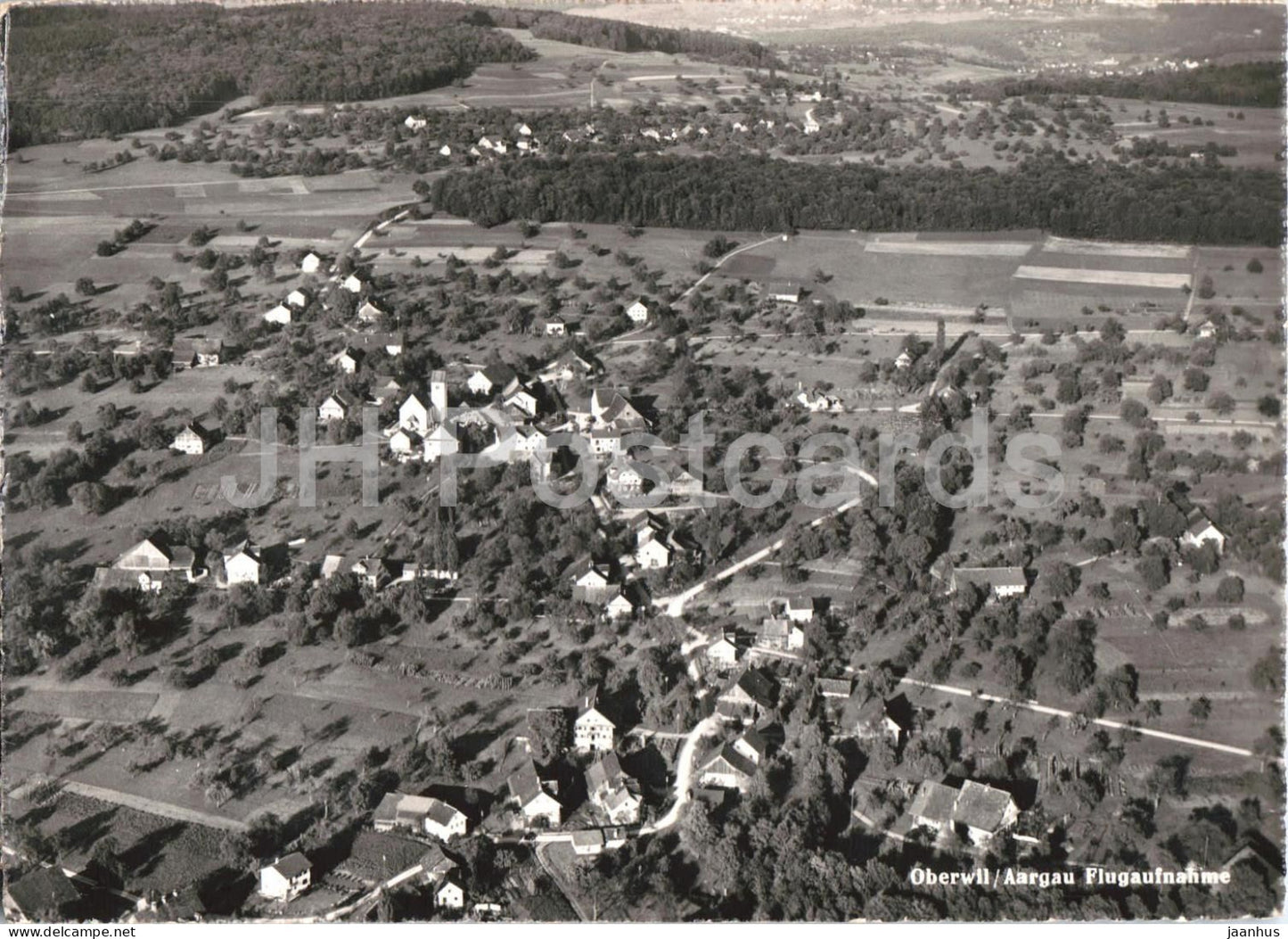 Oberwil Aargau Fluguafnahme - aerial view - village from air - old postcard - Switzerland - unused - JH Postcards