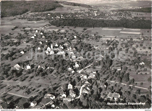 Oberwil Aargau Fluguafnahme - aerial view - village from air - old postcard - Switzerland - unused - JH Postcards