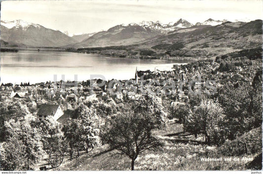 Wadenswil und die Alpen - lake - Alps - mountains - 7608 - 1961 - Switzerland - used - JH Postcards