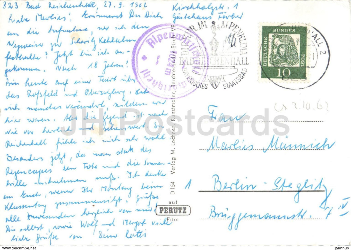 Alpengaststätte Scharitzkehlalm am Hohen Göll – Alpine Gasthof am Hohen Göll – alte Postkarte – 1962 – Deutschland – gebraucht
