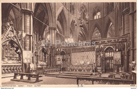 London - Westminster Abbey - High Altar - 64030 - old postcard - England - United Kingdom - unused - JH Postcards