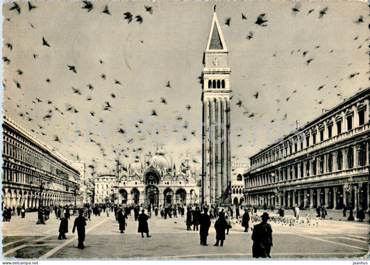 Venezia - Venice - Piazza S Marco - I Piccioni - The Place of S Marco - The Pigeons - old postcard - 1952 - Italy - used - JH Postcards