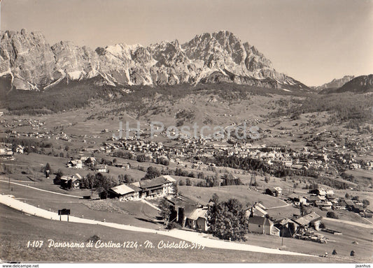 Panorama di Cortina 1224 m - M. Cristallo - Italy - 1957 - used - JH Postcards