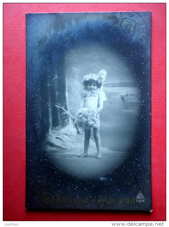 christmas greeting card - girl - Graficas 406/4 - circulated in Estonia Tallinn Nõmme 1924 - JH Postcards