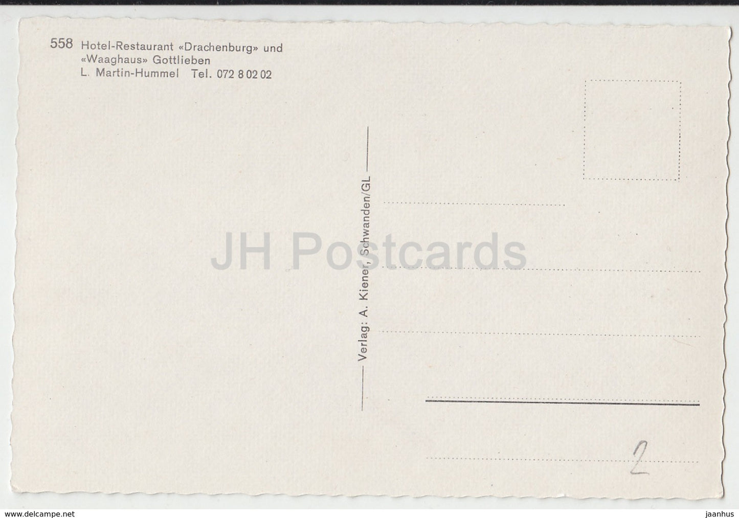 Gottlieben - Hotel Restaurant Drachenburg und Waaghaus - 558 - Switzerland - unused