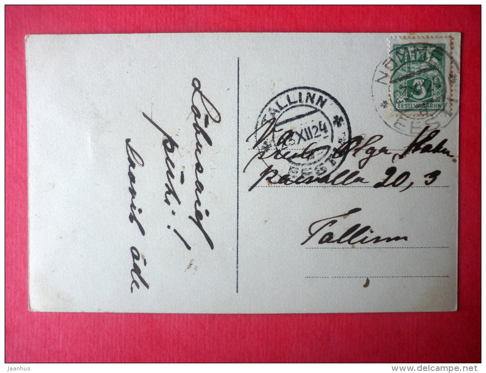 christmas greeting card - girl - Graficas 406/4 - circulated in Estonia Tallinn Nõmme 1924 - JH Postcards