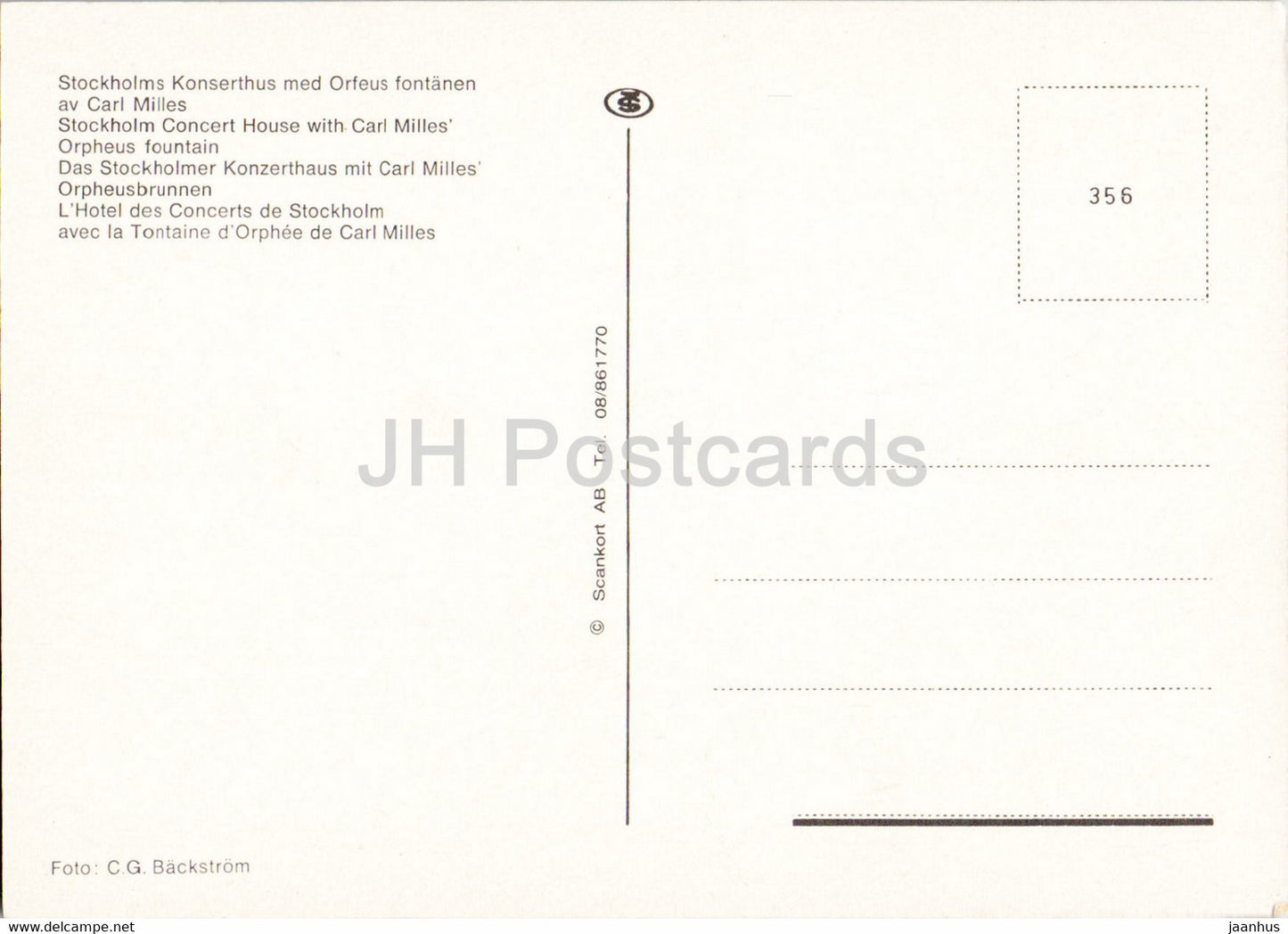 Stockholm – Konzerthaus mit Carl Milles Orpheus-Brunnen – Schweden – unbenutzt