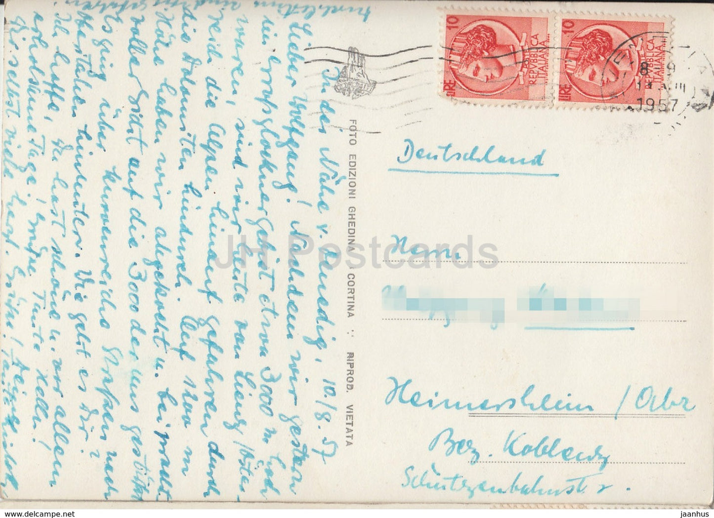 Panorama di Cortina 1224 m - M. Cristallo - Italy - 1957 - used