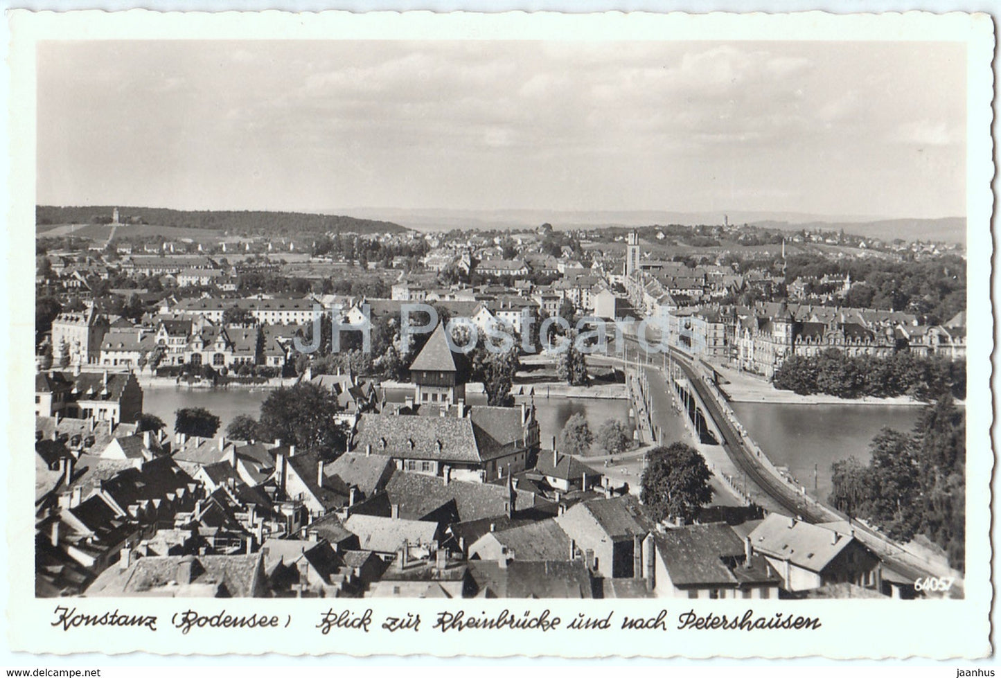 Konstanz - Bodensee - Blick zur Rheinbrucke und nach Petershausen - 64057 - 1952 - Germany - used - JH Postcards