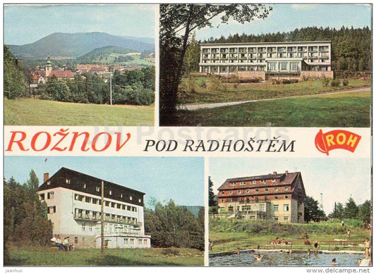 Roznov pod Radhostem - convalescent home ROH Energetik - swimming pool - Radhost - Czechoslovakia - Czech - unused - JH Postcards