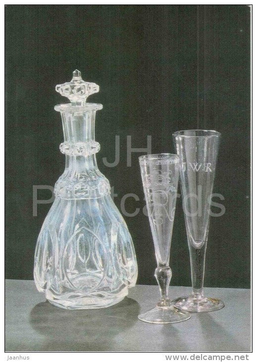 Carafe and Wine Glasses , 19. century - glass - 1986 - Belarus USSR - unused - JH Postcards