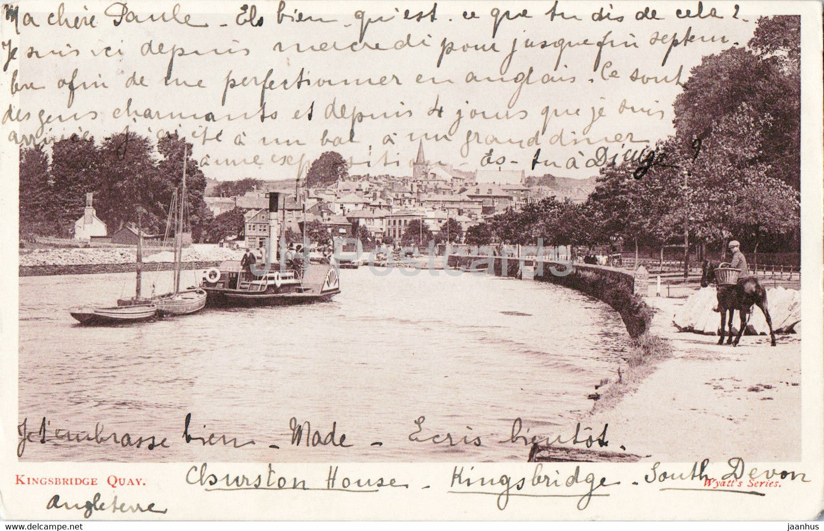 Kingsbridge Quay - boat - ship - steamer -  old postcard - 1907 - England - United Kingdom - used - JH Postcards