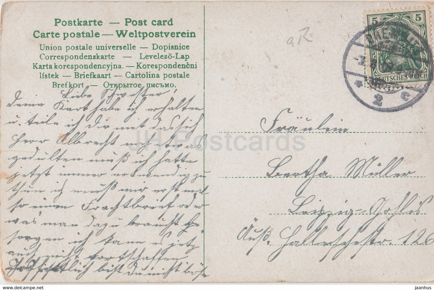 Ein Voglein chanté im Lindenbaum - couple - homme - 825 III - carte postale ancienne - 1907 - Allemagne - utilisé