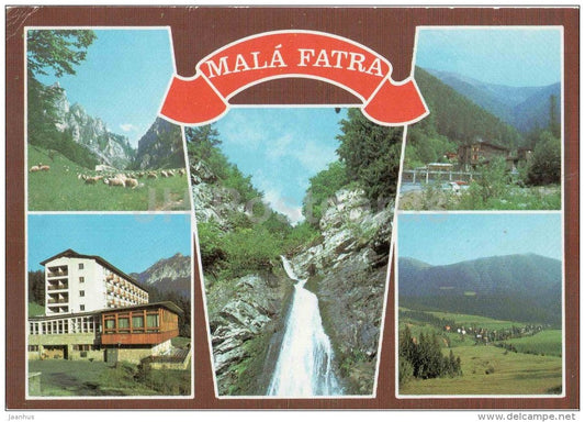 Mala Fatra - Vratna valley - Tiesnavy - hotel Boboty - Sutovsky waterfall - Czechoslovakia - Slovakia - used 1977 - JH Postcards