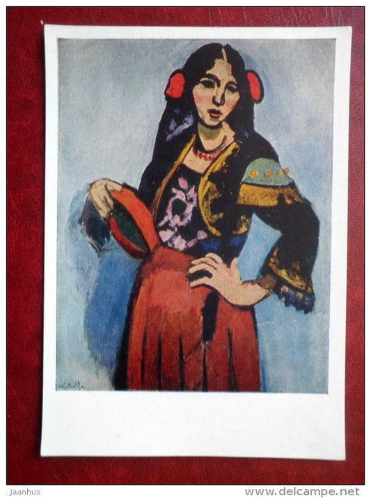 Painting by Henri Matisse - Spanish woman with a tambourine - french art - unused - JH Postcards