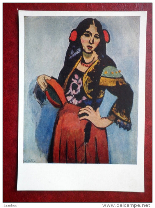 Painting by Henri Matisse - Spanish woman with a tambourine - french art - unused - JH Postcards
