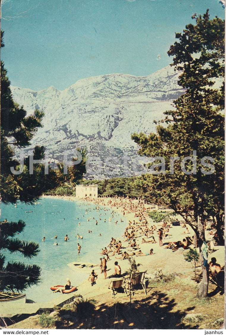 Makarska plaza - beach - 1963 - Yugoslavia - Croatia - used - JH Postcards