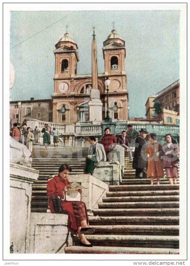 Spain Square - Rome - European Views - 1958 - Italy - unused - JH Postcards