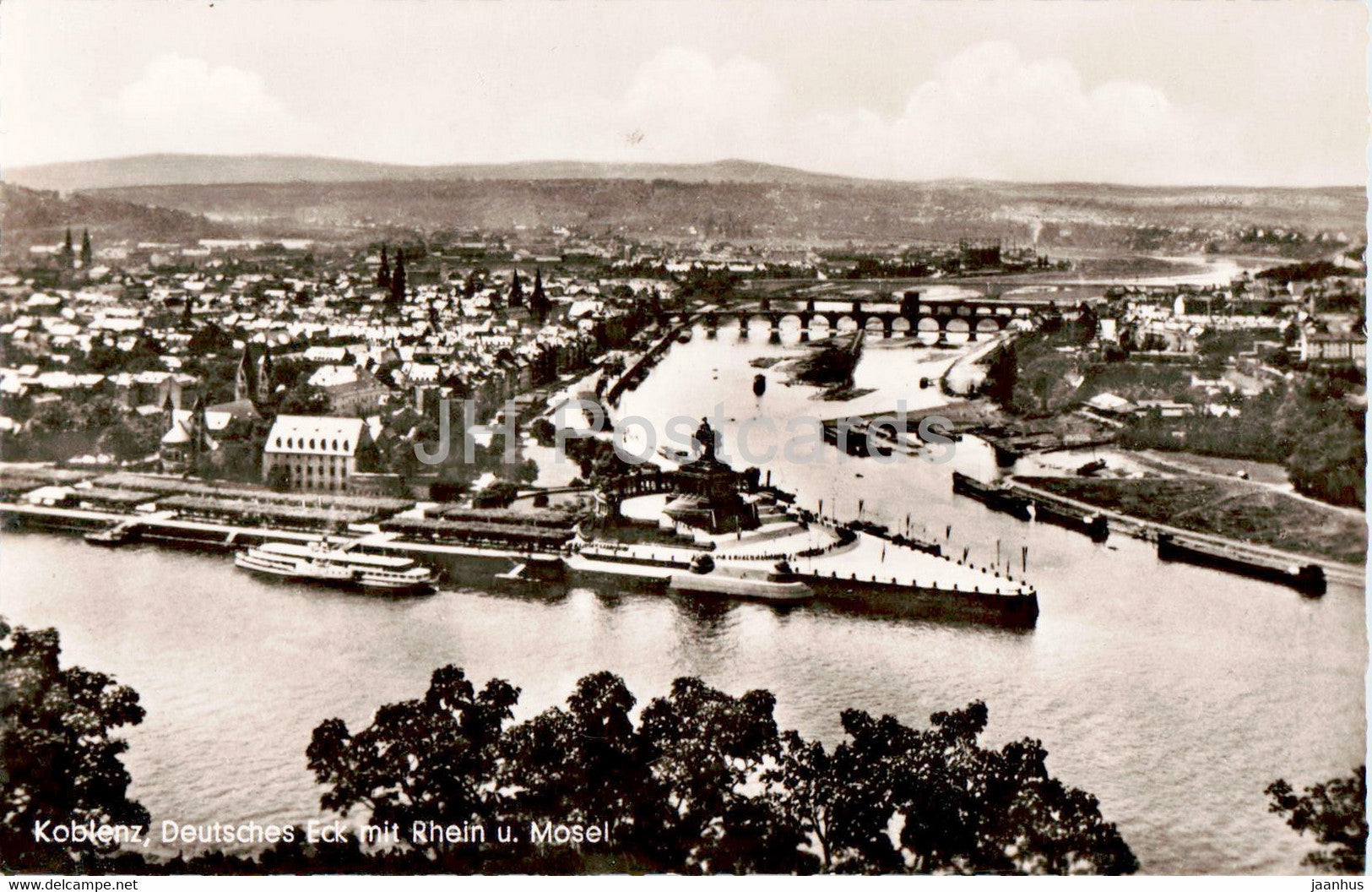 Koblenz - Deutsches Eck mit Rhein u Mosel - old postcard - Germany - unused - JH Postcards