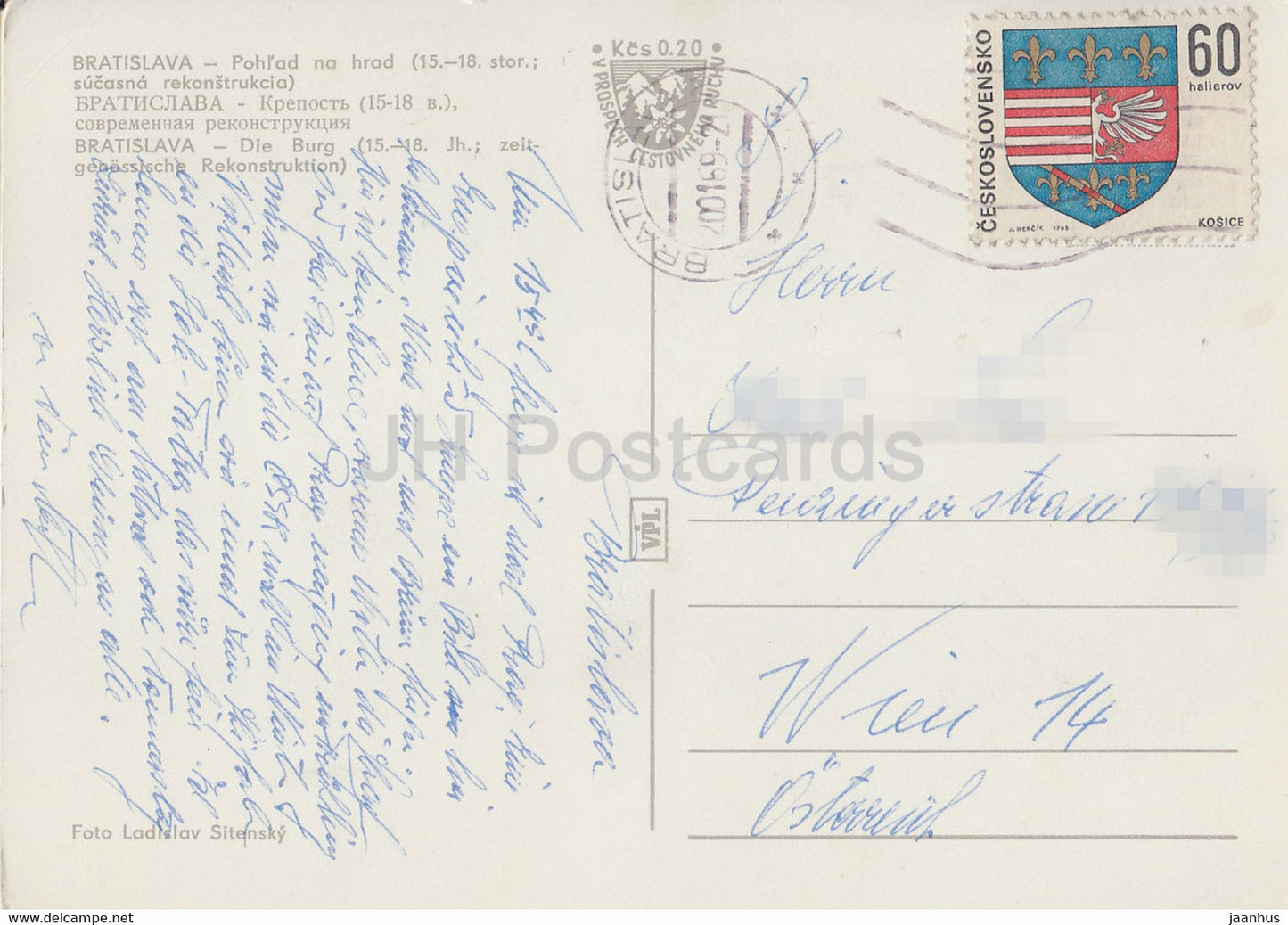 Bratislava - Pohlad na hrad - Castle view - boat - 1969 - Czechoslovakia - Slovakia - used