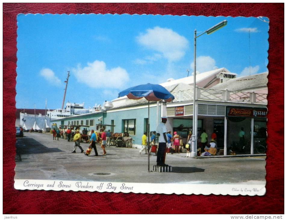 Nassau in the Bahamas - Carriages and Straw Vendors off Bay street - 1964 - Bahamas - unused - JH Postcards