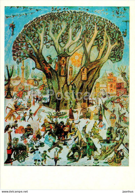 painting by Zlatyu Boyadzhiev - Platanus - Plane tree - Bulgarian art - 1978 - Russia USSR - unused - JH Postcards