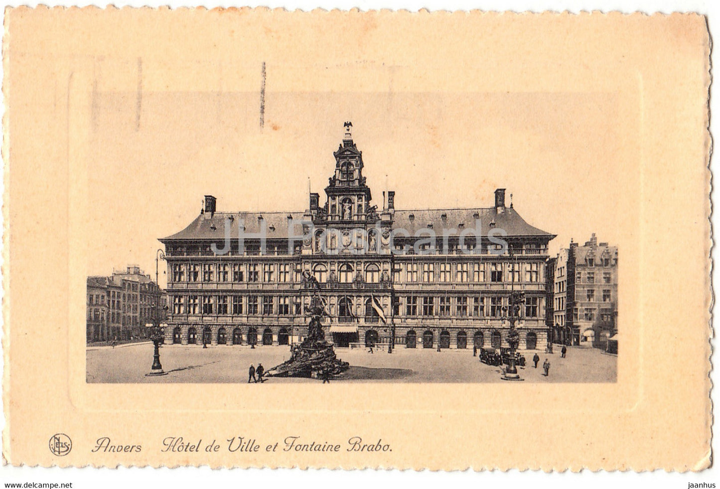 Anvers - Antwerpen - Hotel de Ville et Fontaine Brabo - old postcard - 1937 - Belgium - used - JH Postcards