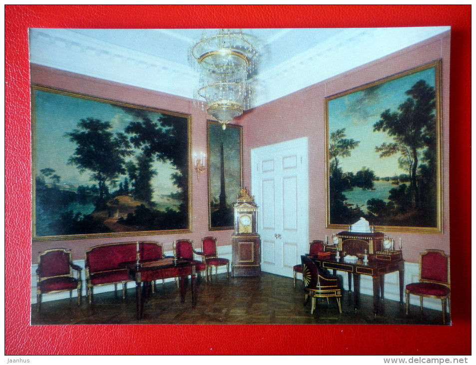 The Crimson Room or Old Study - Interior Decoration - Palace Museum in Pavlovsk - 1977 - Russia USSR - unused - JH Postcards