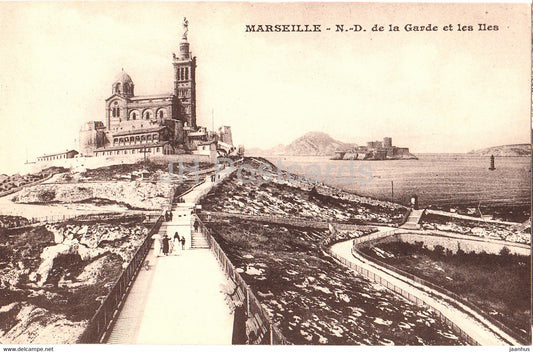 Marseille - N D de la Garde et les Iles - old postcard - France - unused - JH Postcards