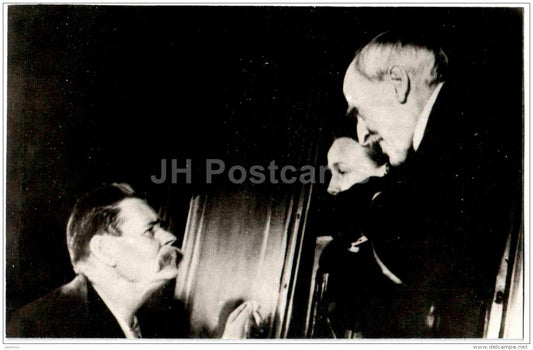 Gorky and french writer Romain Rolland , 1935 - Russian writer Maxim Gorky - photo - 1983 - Russia USSR - unused - JH Postcards