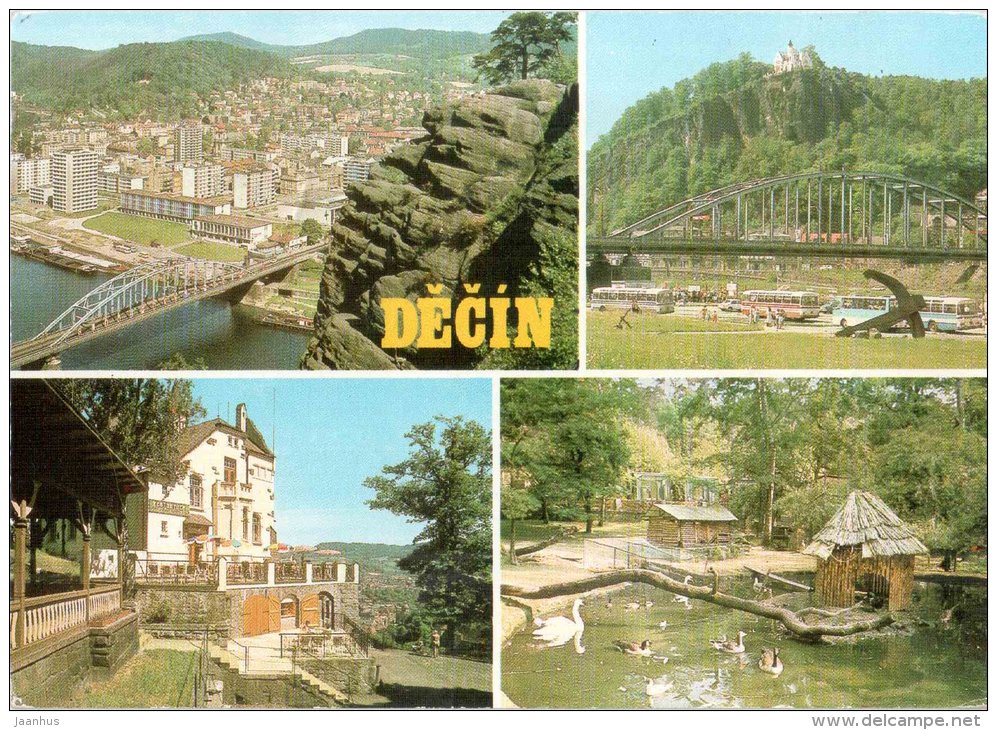 Shepherd's wall - Pastyrska stena - restaurant - Zoo - bus - bridge - Decin - Czechoslovakia - Czech - used 1986 - JH Postcards