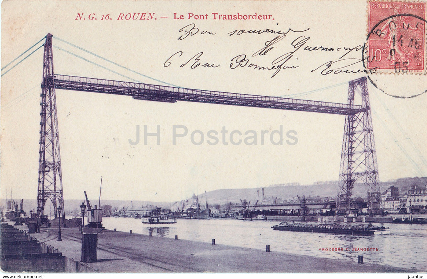 Rouen - Le Pont Transbordeur - 16 - old postcard - 1905 - France - used - JH Postcards