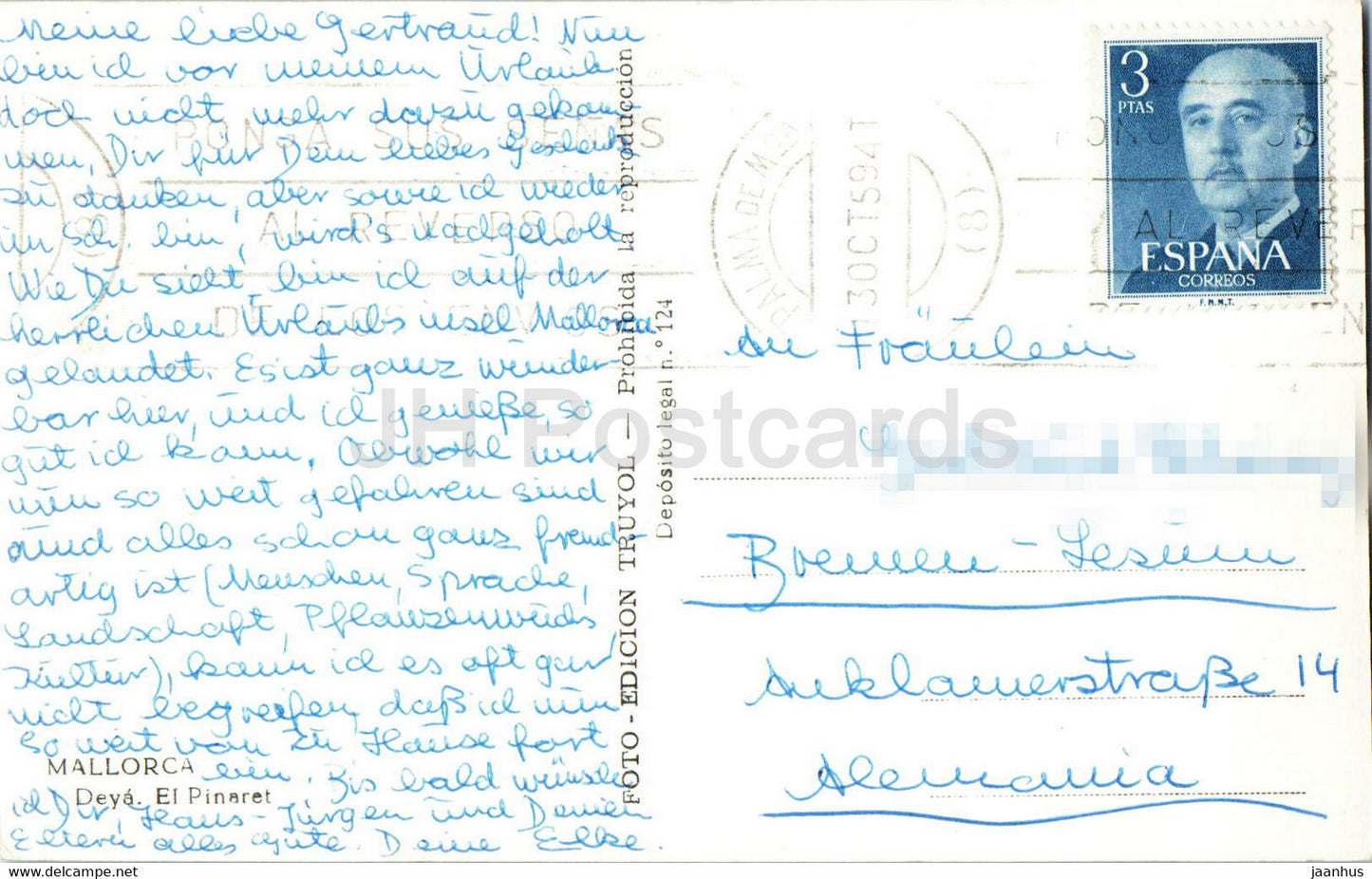 Majorque - Deya - El Pinaret - carte postale ancienne - 1959 - Espagne - utilisé