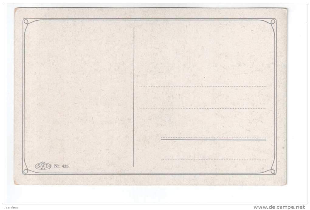 painting by E. Henseler - Sonntagmorgen - umbrella - 435 - SVD - old postcard - Germany - unused - JH Postcards