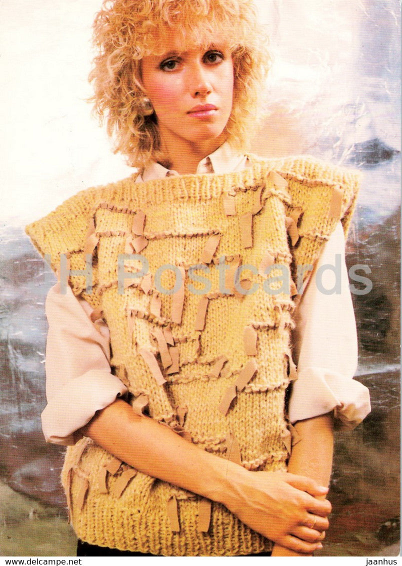 vest - Women Fashion - knitting patterns - woman - 1987 - Czechoslovakia - unused - JH Postcards