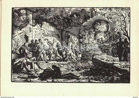 illustration by Kravchenko - Paris commune . The shooting of the communards - 1962 - Russia USSR - unused - JH Postcards