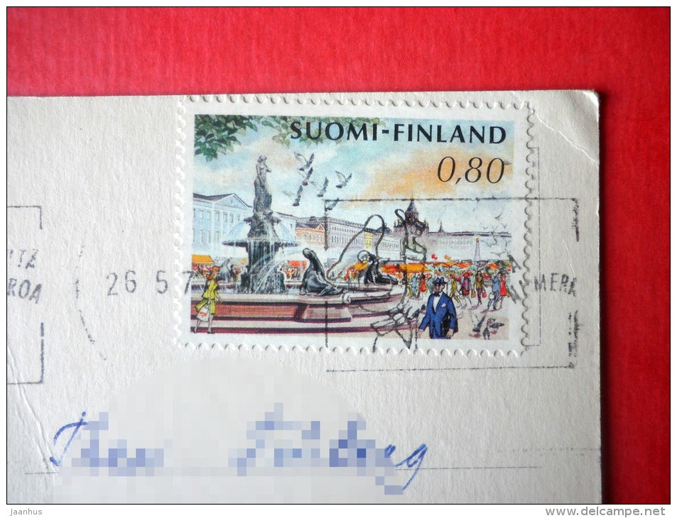 illustration by Sarah Kay - boy and girl - 3194/5 - Finland - sent from Finland to Estonia USSR 1977 - JH Postcards