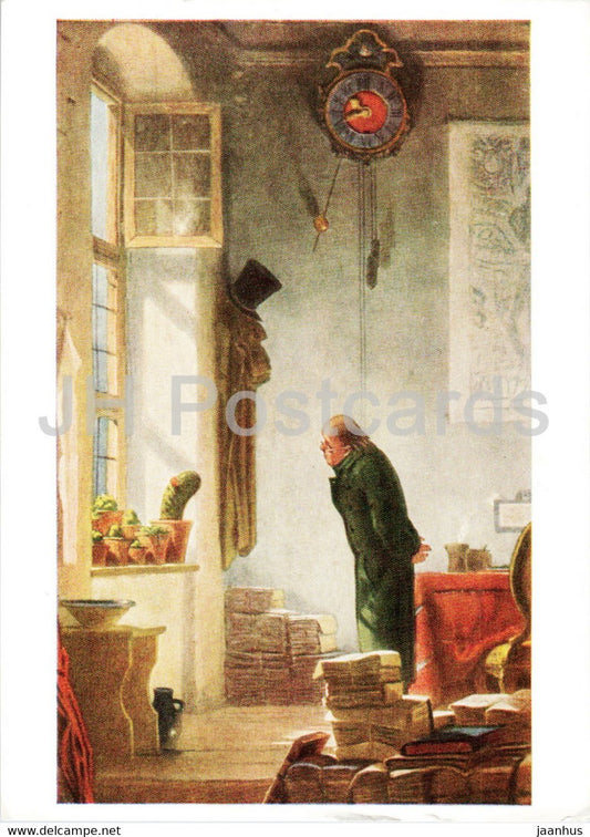 painting by Carl Spitzweg - Der Kaktusfreund - German art - Germany - unused - JH Postcards