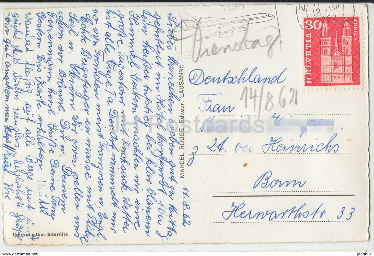 Zermatt et le Cervin 4477 m - 2131 - Switzerland - 1962 - used