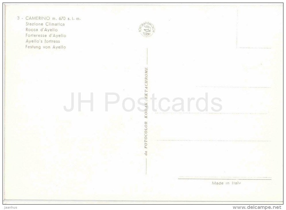 Stazione Climatica , Socca d´Ayello - fortress - Camerino m. 670 - Macerata - Marche - 3 - Italia - Italy - unused - JH Postcards