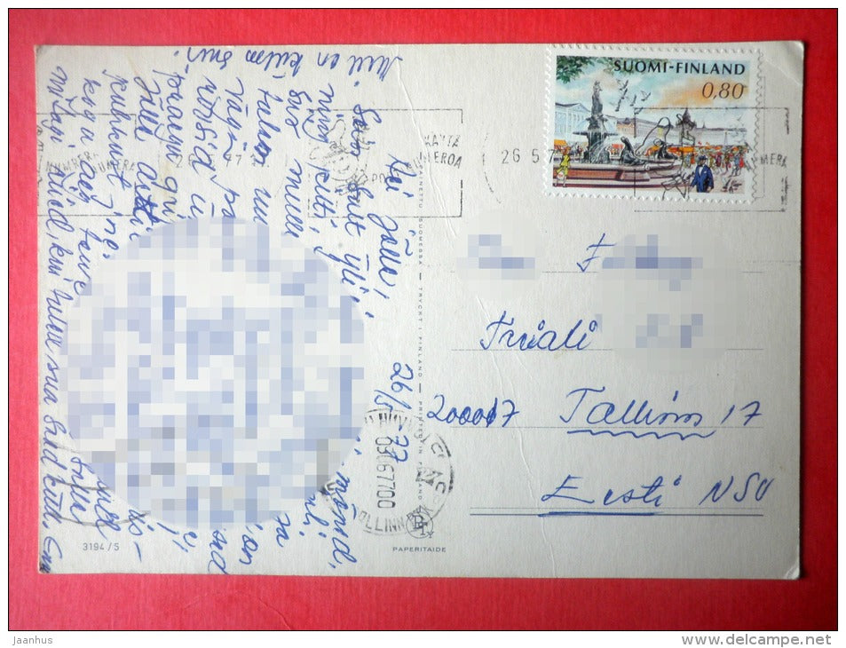 illustration by Sarah Kay - boy and girl - 3194/5 - Finland - sent from Finland to Estonia USSR 1977 - JH Postcards